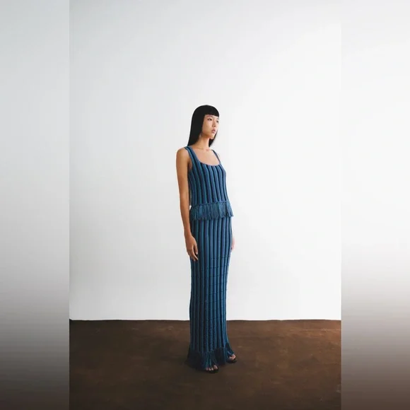 ESCVDO Misti Ankle Skirt - Striped and fringed NWT - Picture 3 of 5